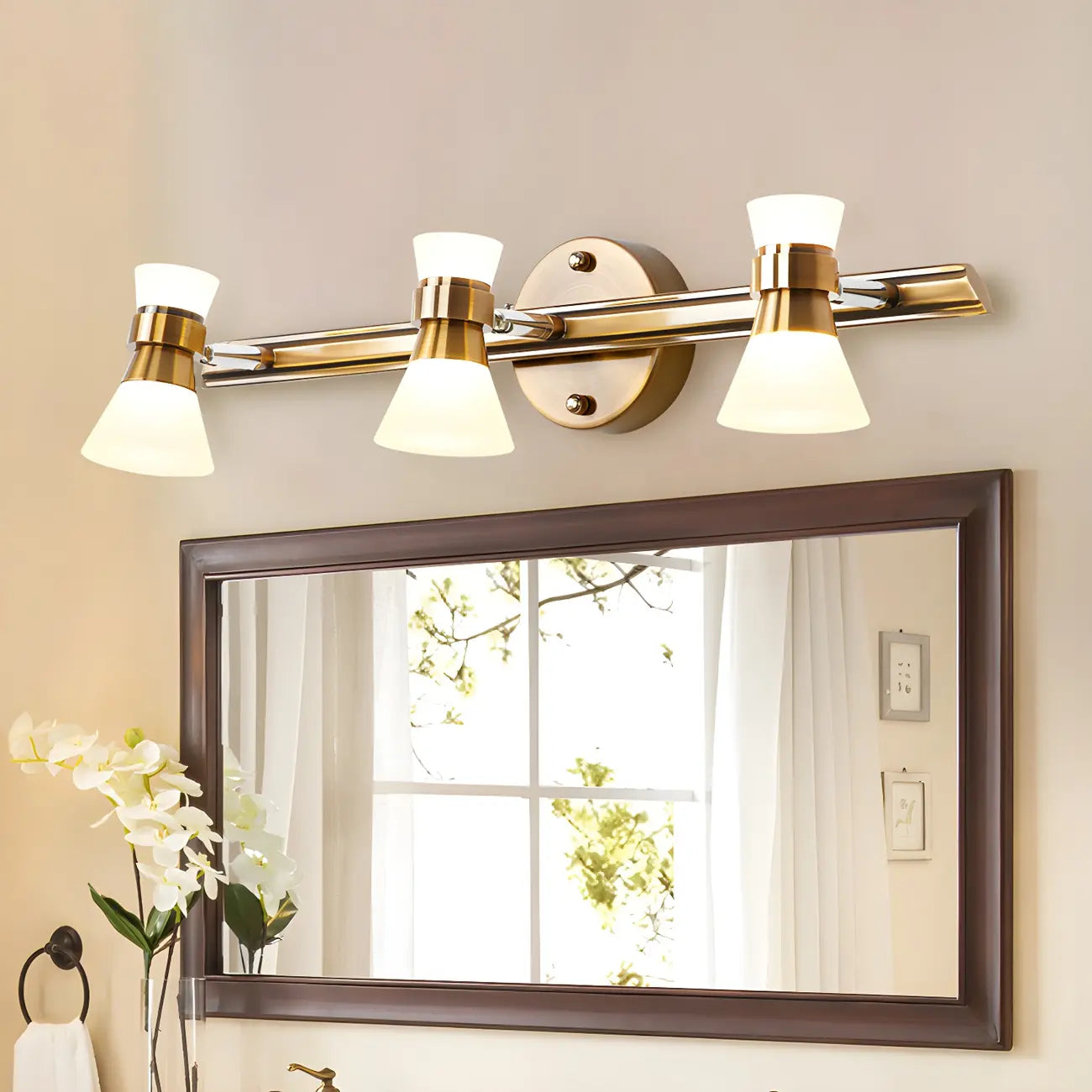 Modern Gold Cone Shade Bathroom Vanity Light LED Fixture