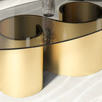 Modern Oval Glass Top Metal Base Coffee Table