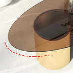 Modern Oval Glass Top Metal Base Coffee Table