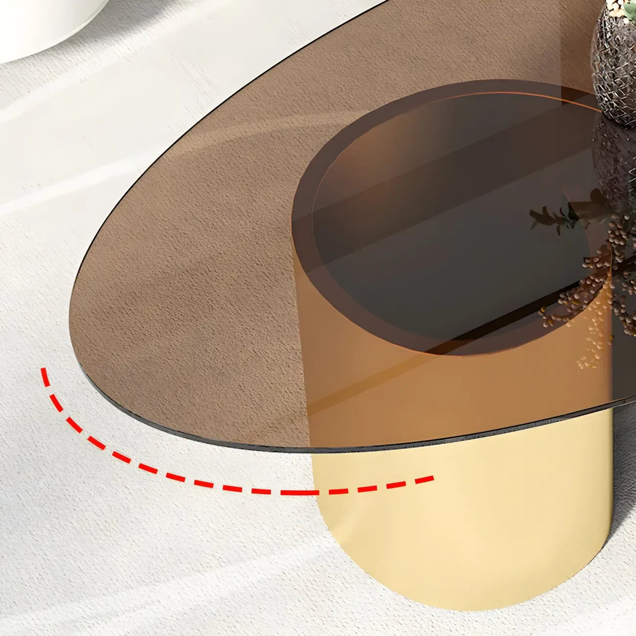 Modern Oval Glass Top Metal Base Coffee Table