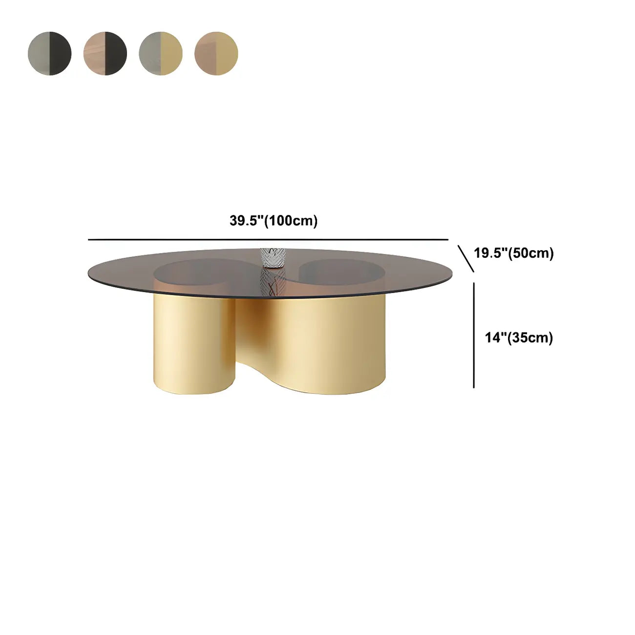 Modern Oval Glass Top Metal Base Coffee Table