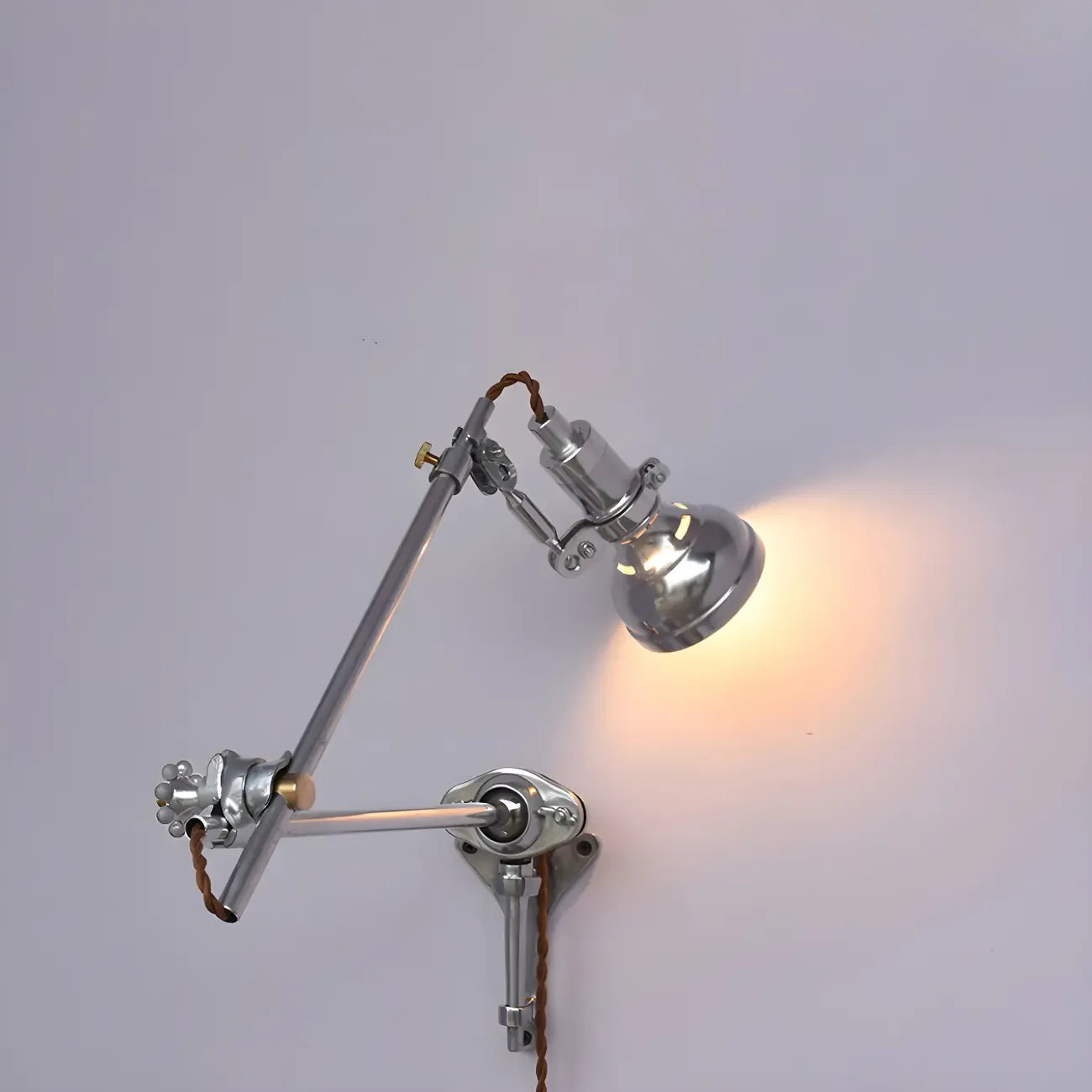 Modern Silver Swing Arm Wall Light Plug In LED for Bedroom