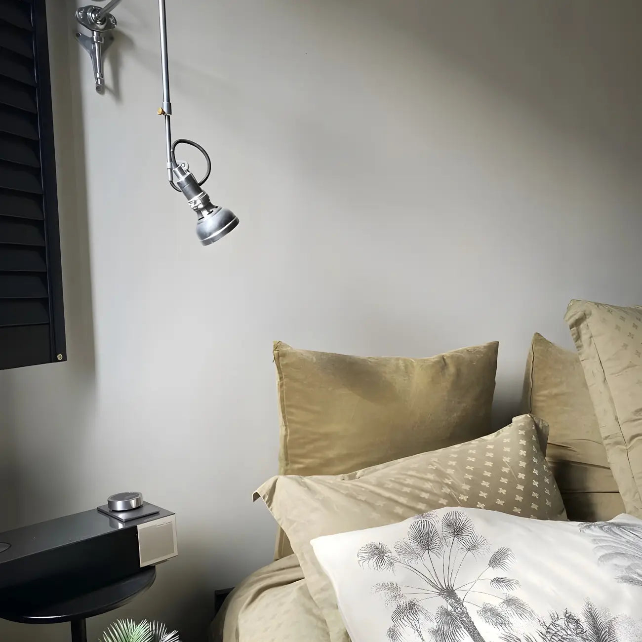 Modern Silver Swing Arm Wall Light Plug In LED for Bedroom