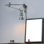 Modern Silver Swing Arm Wall Light Plug In LED for Bedroom