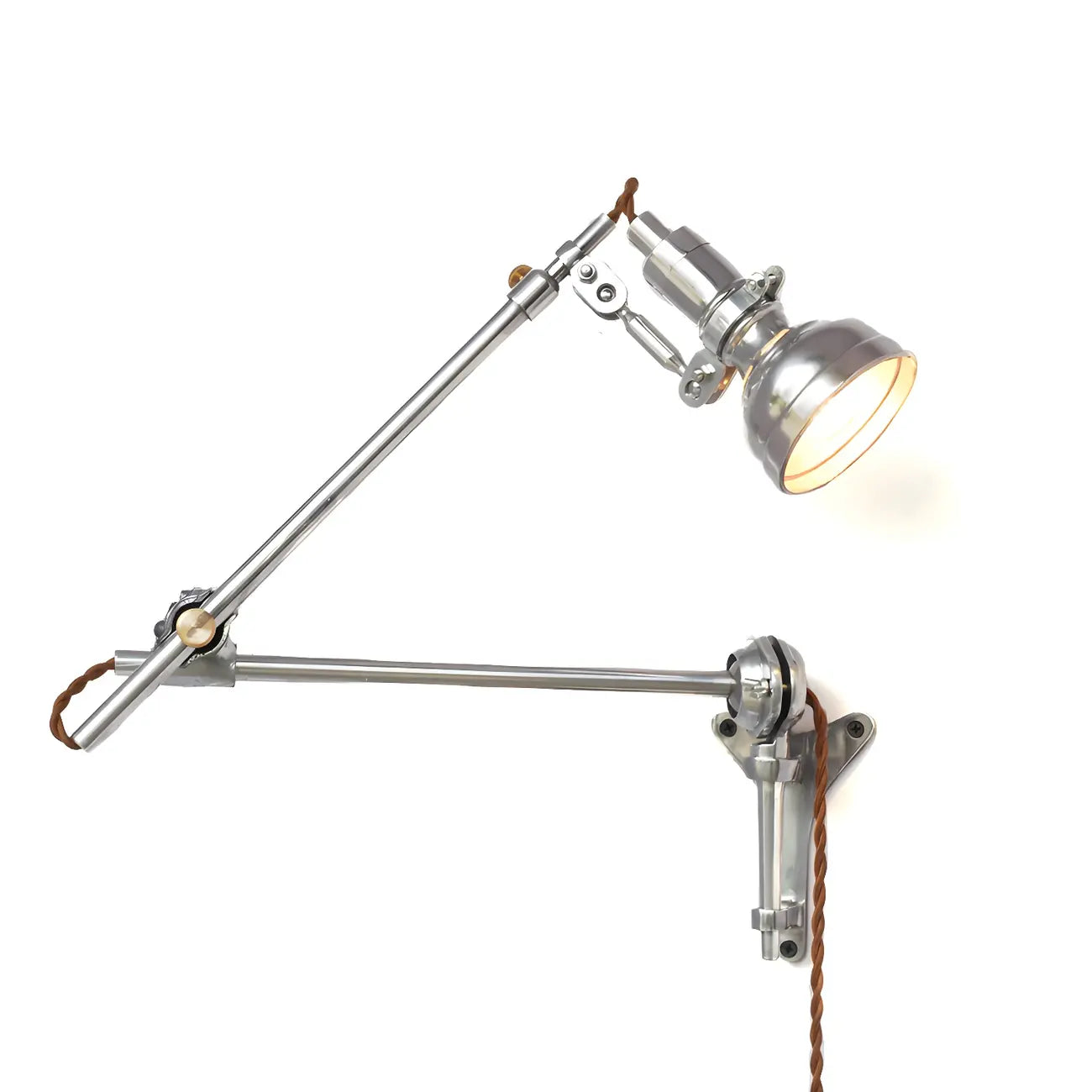 Modern Silver Swing Arm Wall Light Plug In LED for Bedroom