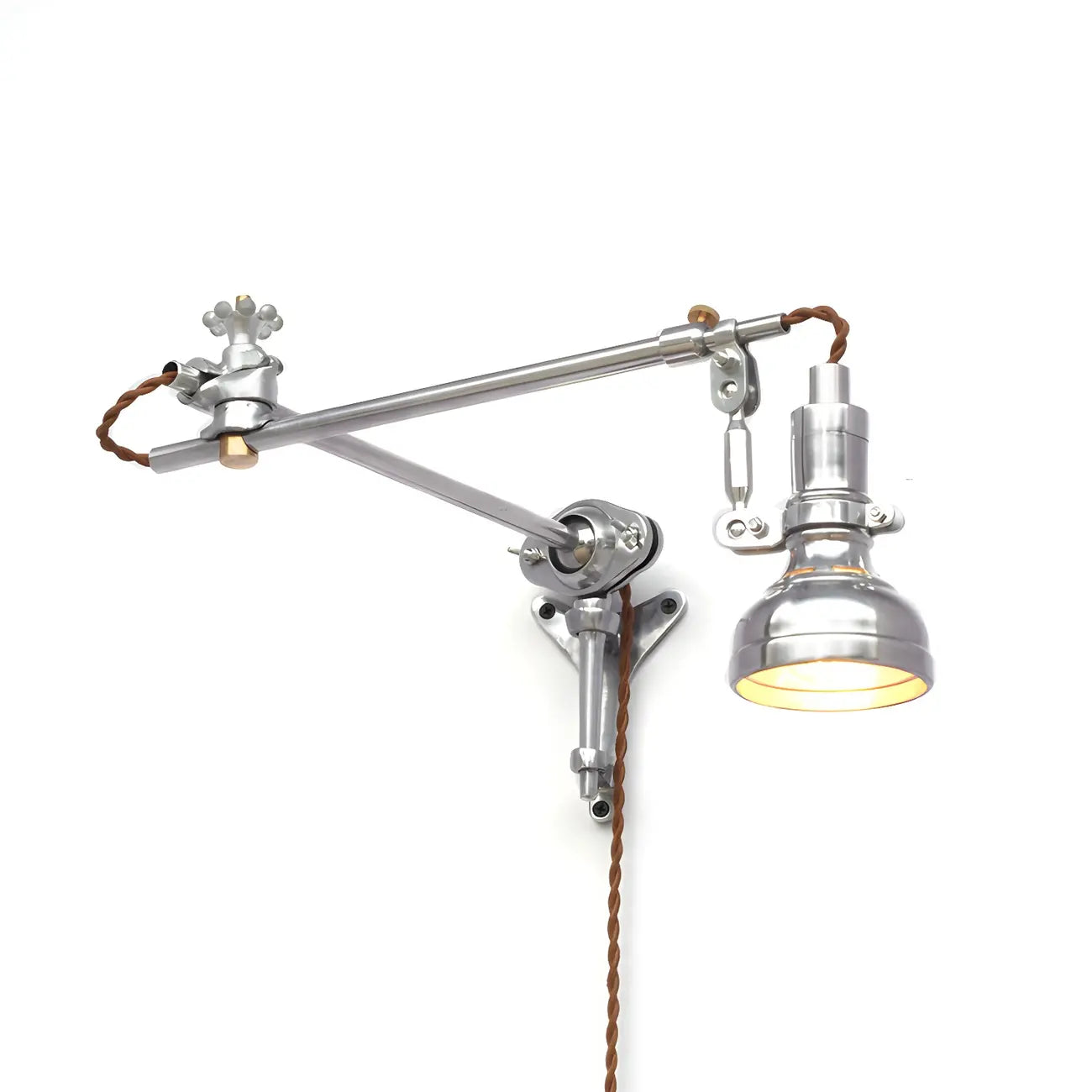 Modern Silver Swing Arm Wall Light Plug In LED for Bedroom