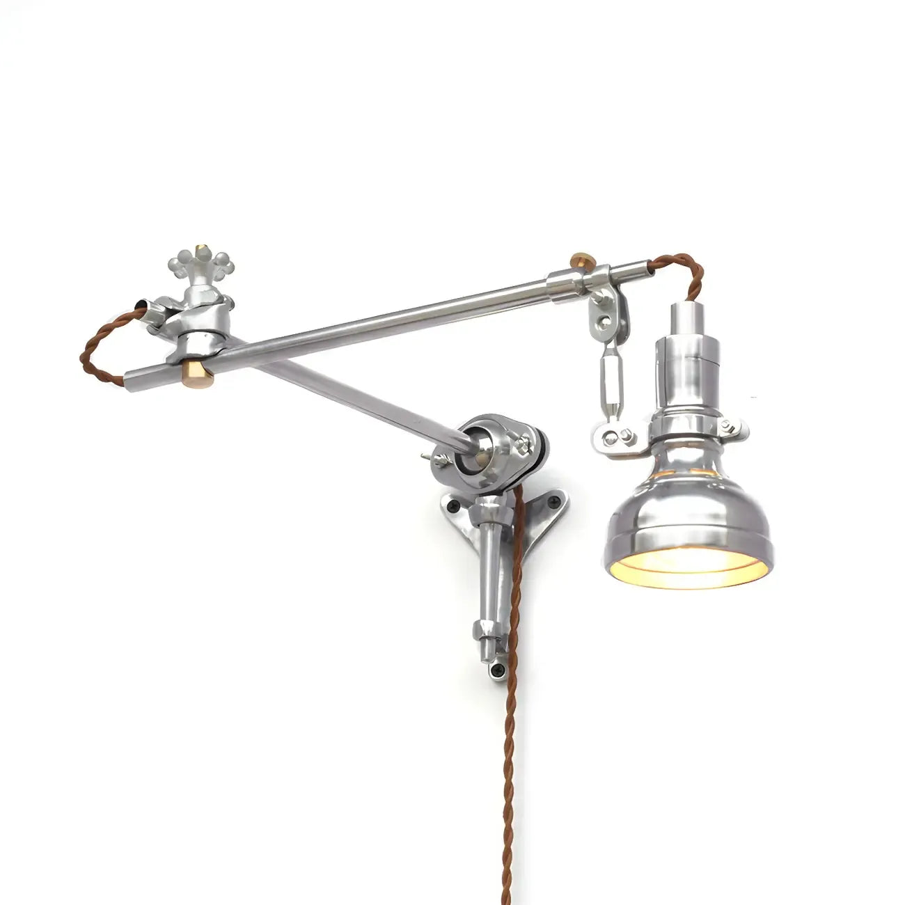 Modern Silver Swing Arm Wall Light Plug In LED for Bedroom