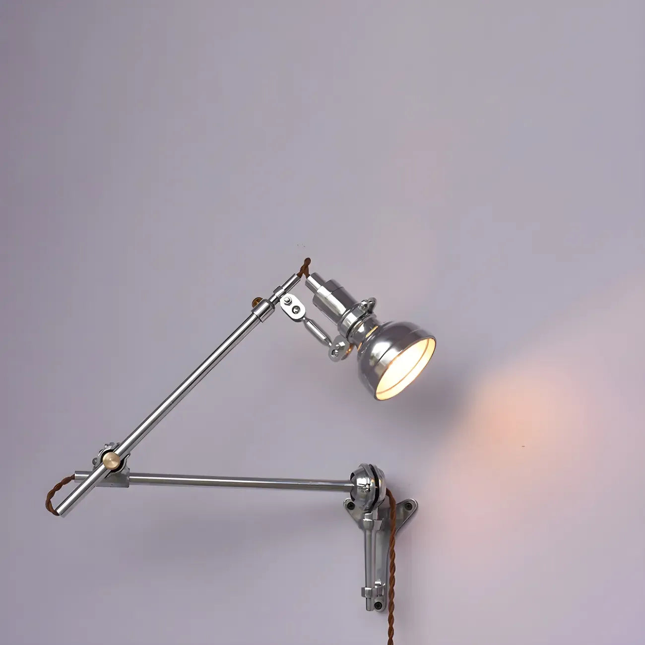 Modern Silver Swing Arm Wall Light Plug In LED for Bedroom