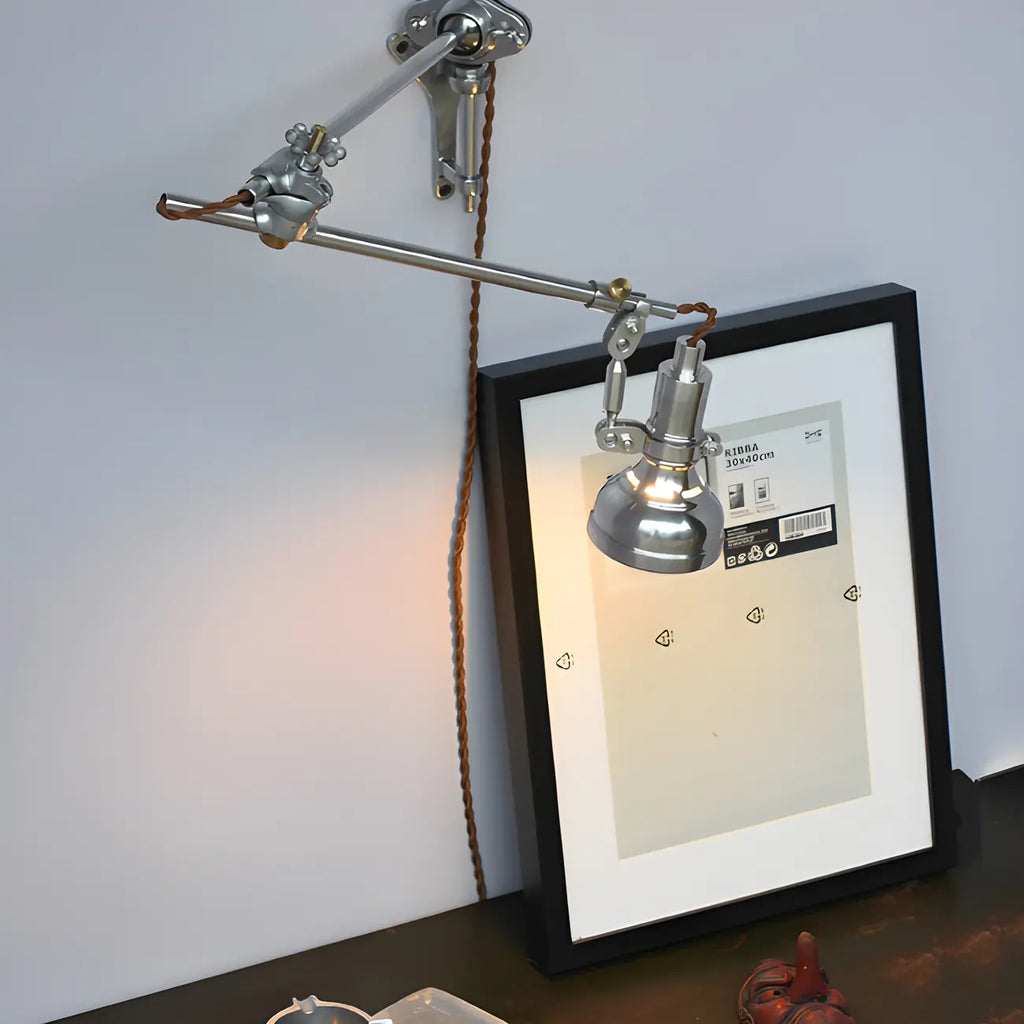 Modern Silver Swing Arm Wall Light Plug In LED for Bedroom