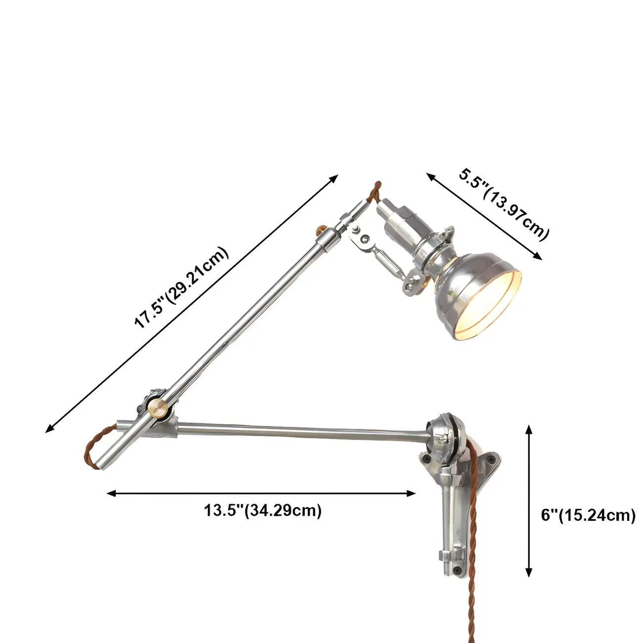 Modern Silver Swing Arm Wall Light Plug In LED for Bedroom