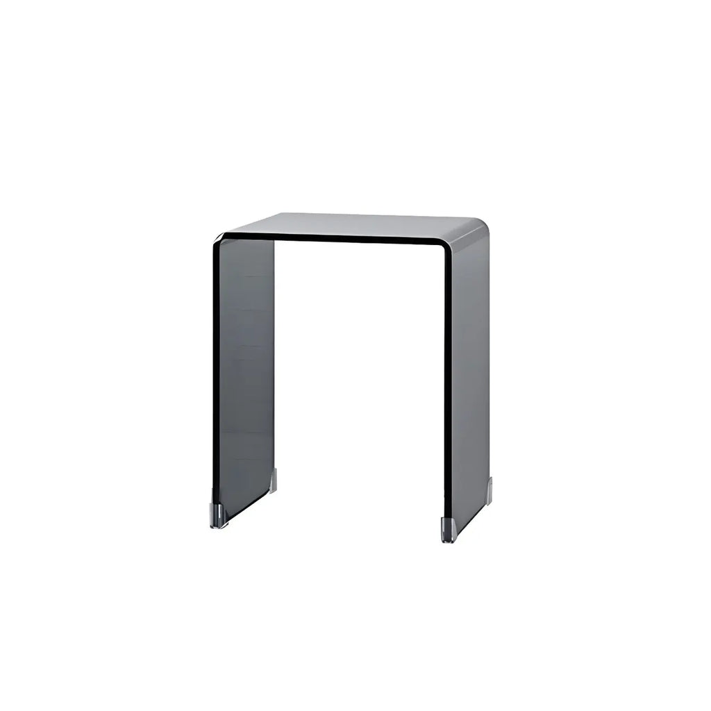 Stylish Clear Glass Nightstand with Open Shelf