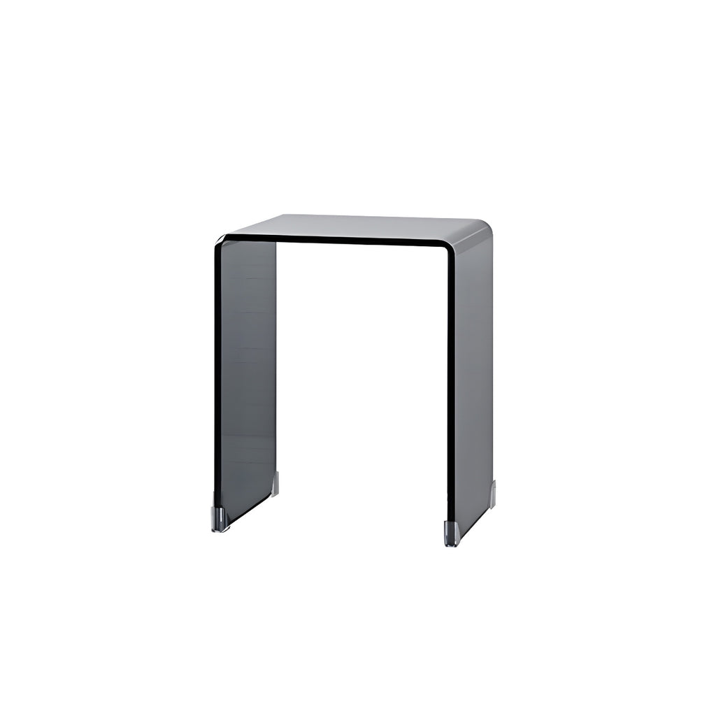 Stylish Clear Glass Nightstand with Open Shelf