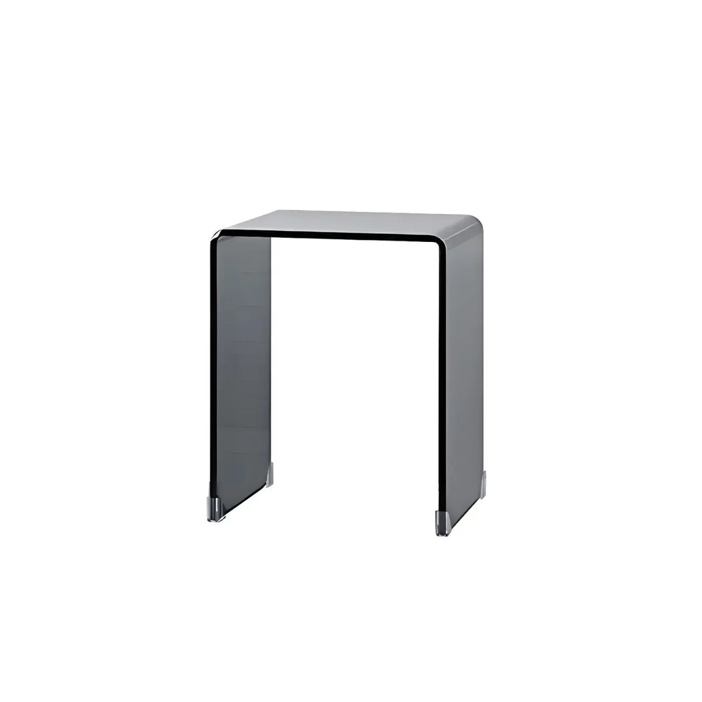 Stylish Clear Glass Nightstand with Open Shelf