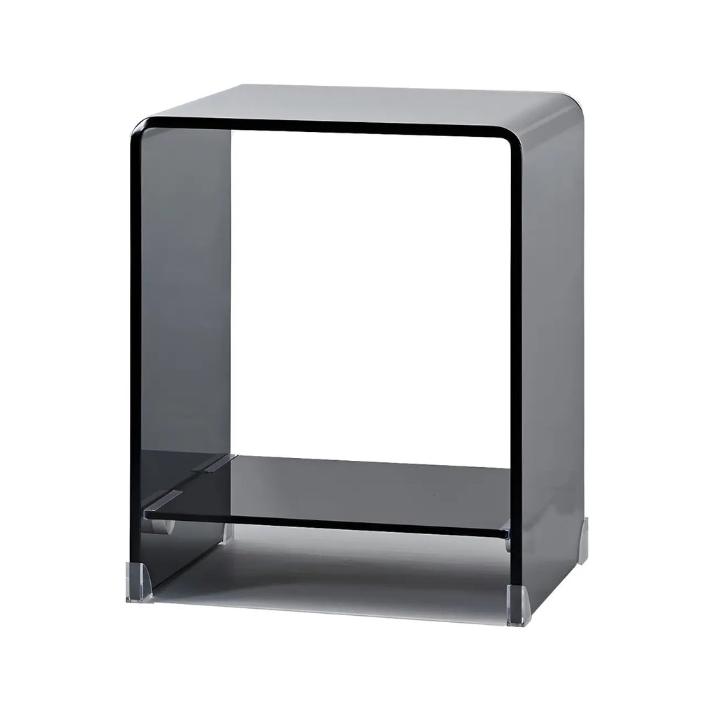 Stylish Clear Glass Nightstand with Open Shelf