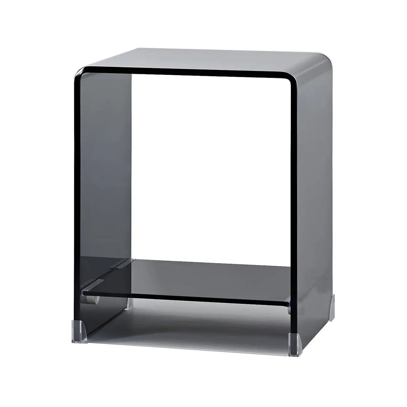 Stylish Clear Glass Nightstand with Open Shelf