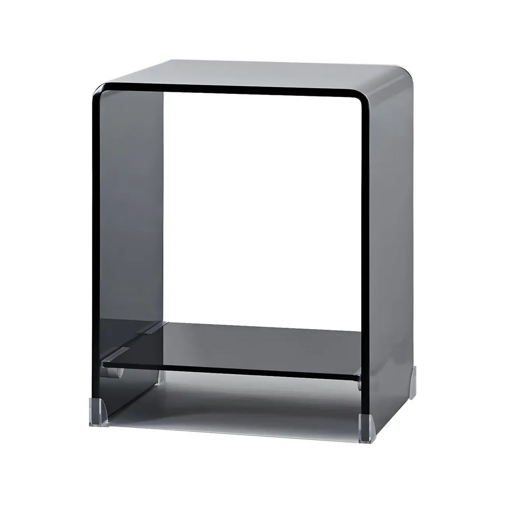 Stylish Clear Glass Nightstand with Open Shelf