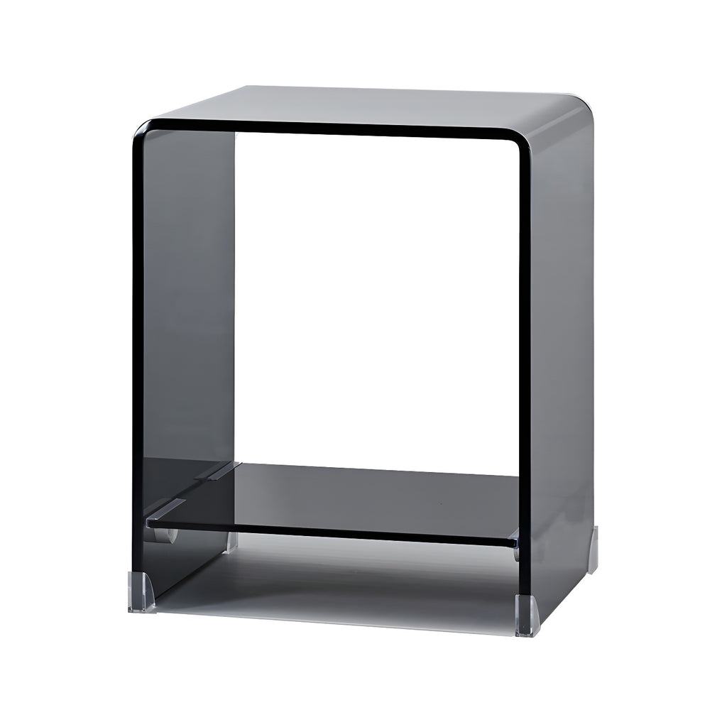 Stylish Clear Glass Nightstand with Open Shelf