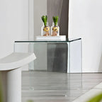 Stylish Clear Glass Nightstand with Open Shelf