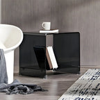 Stylish Clear Glass Nightstand with Open Shelf