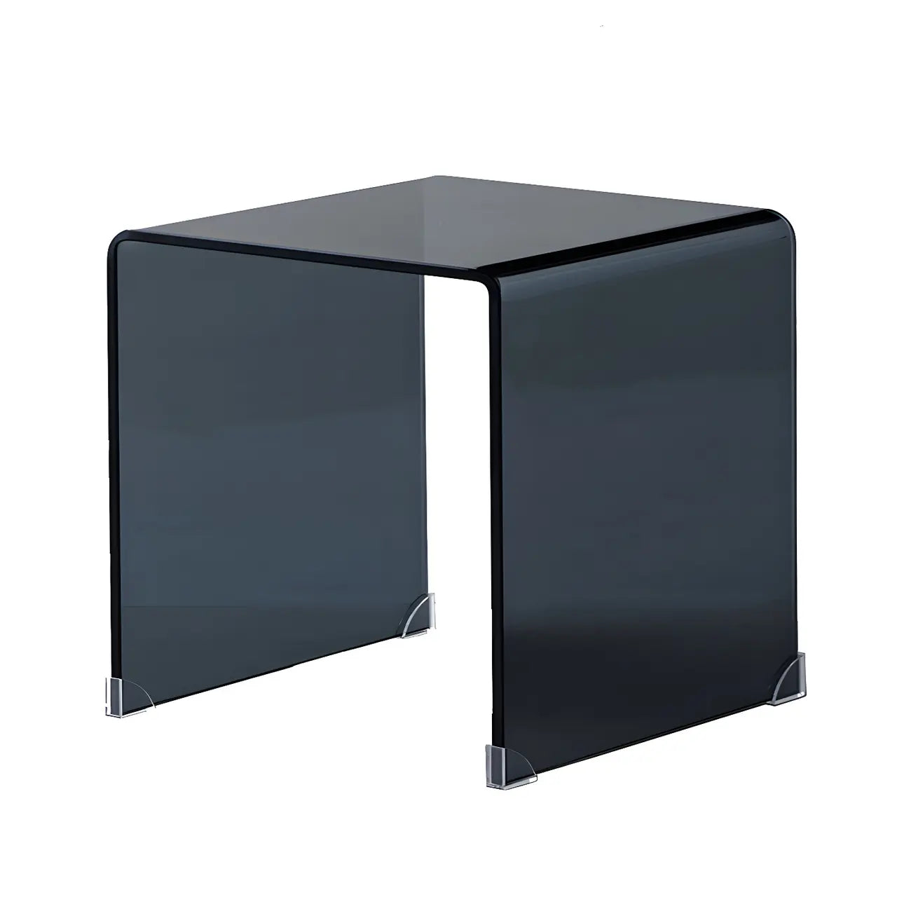 Stylish Clear Glass Nightstand with Open Shelf