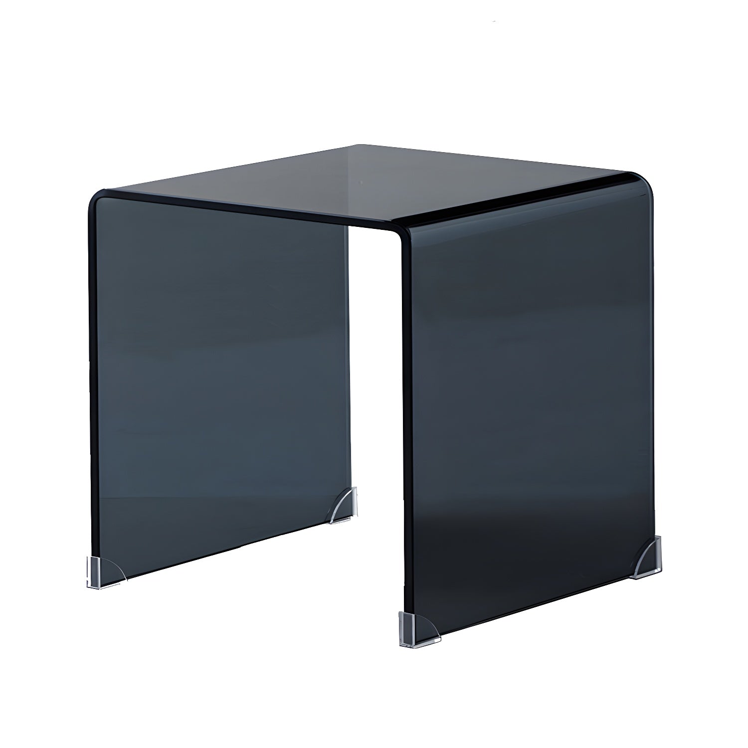 Stylish Clear Glass Nightstand with Open Shelf