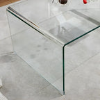Stylish Clear Glass Nightstand with Open Shelf
