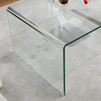 Stylish Clear Glass Nightstand with Open Shelf