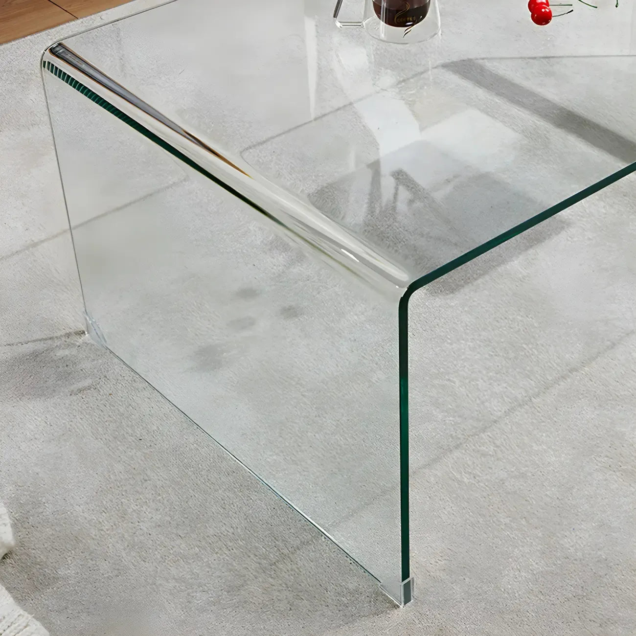 Stylish Clear Glass Nightstand with Open Shelf