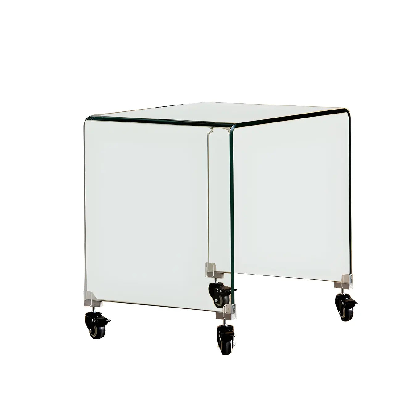 Stylish Clear Glass Nightstand with Open Shelf