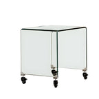 Stylish Clear Glass Nightstand with Open Shelf