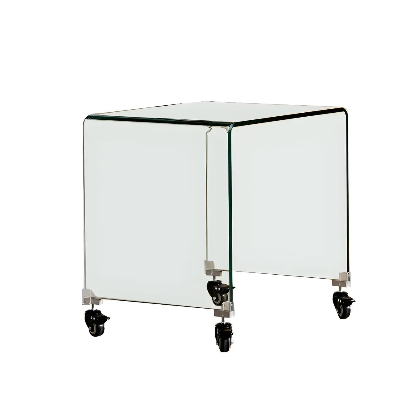 Stylish Clear Glass Nightstand with Open Shelf