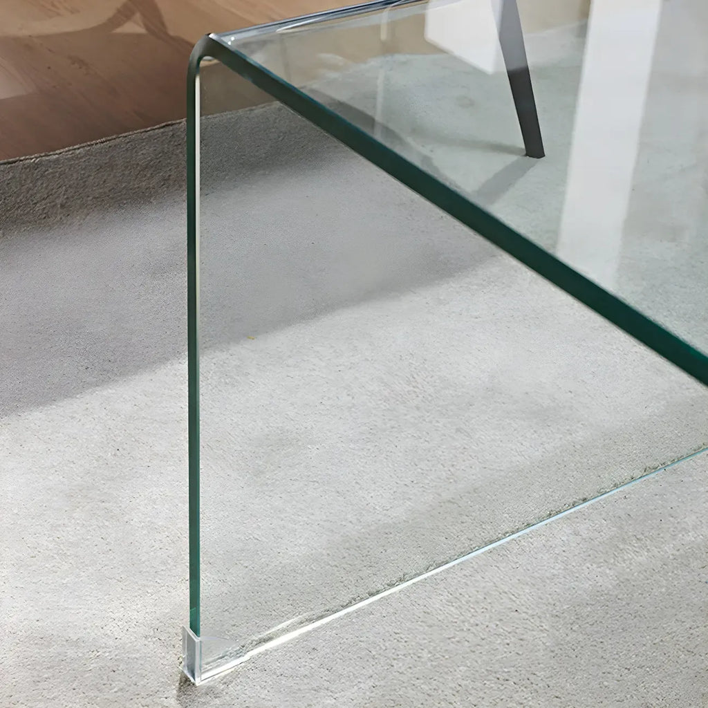 Stylish Clear Glass Nightstand with Open Shelf