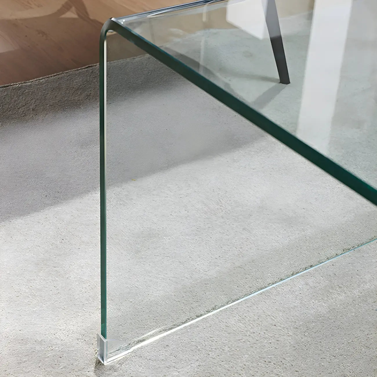 Stylish Clear Glass Nightstand with Open Shelf
