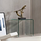 Stylish Clear Glass Nightstand with Open Shelf