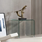 Stylish Clear Glass Nightstand with Open Shelf