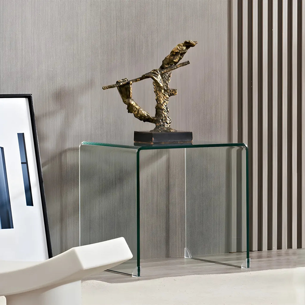 Stylish Clear Glass Nightstand with Open Shelf