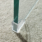 Stylish Clear Glass Nightstand with Open Shelf