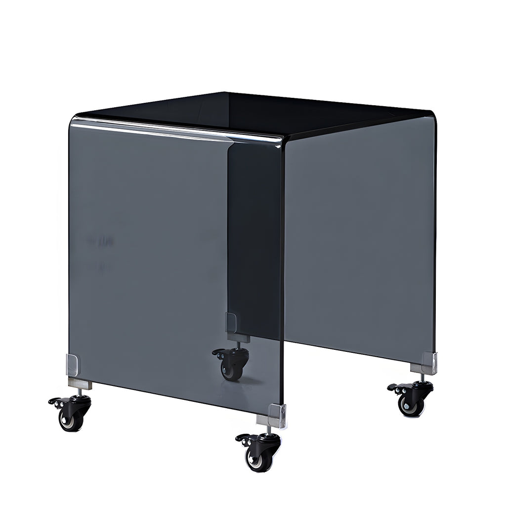 Stylish Clear Glass Nightstand with Open Shelf