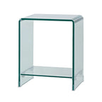 Stylish Clear Glass Nightstand with Open Shelf