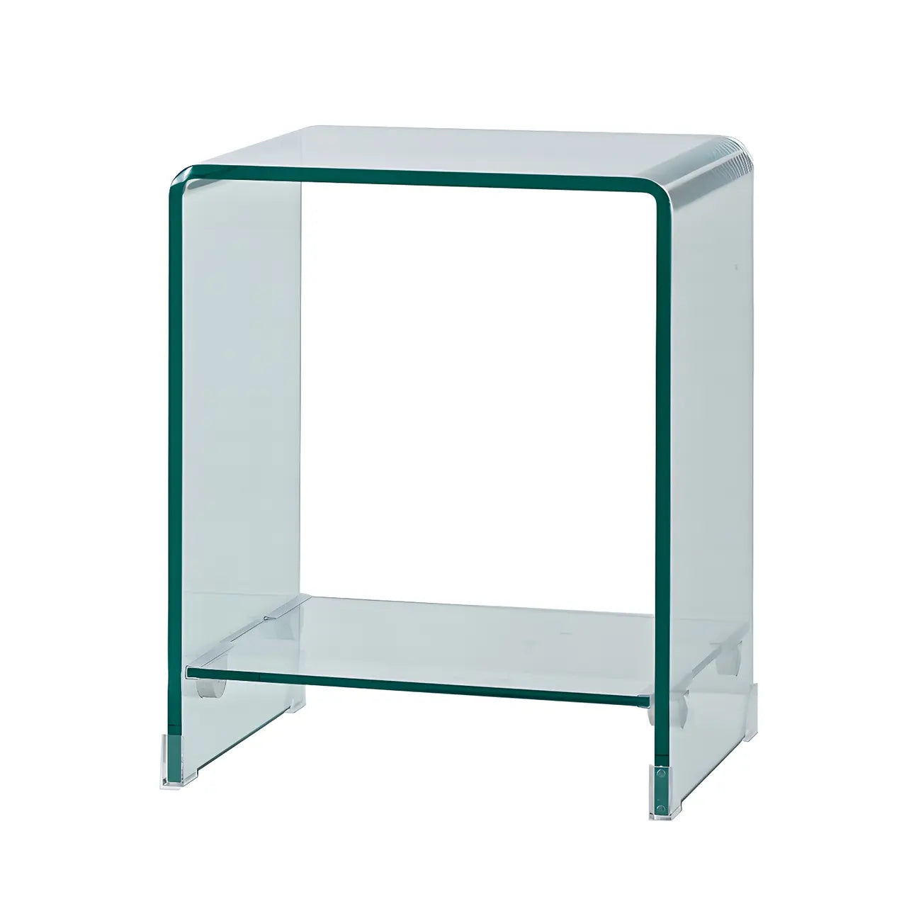 Stylish Clear Glass Nightstand with Open Shelf