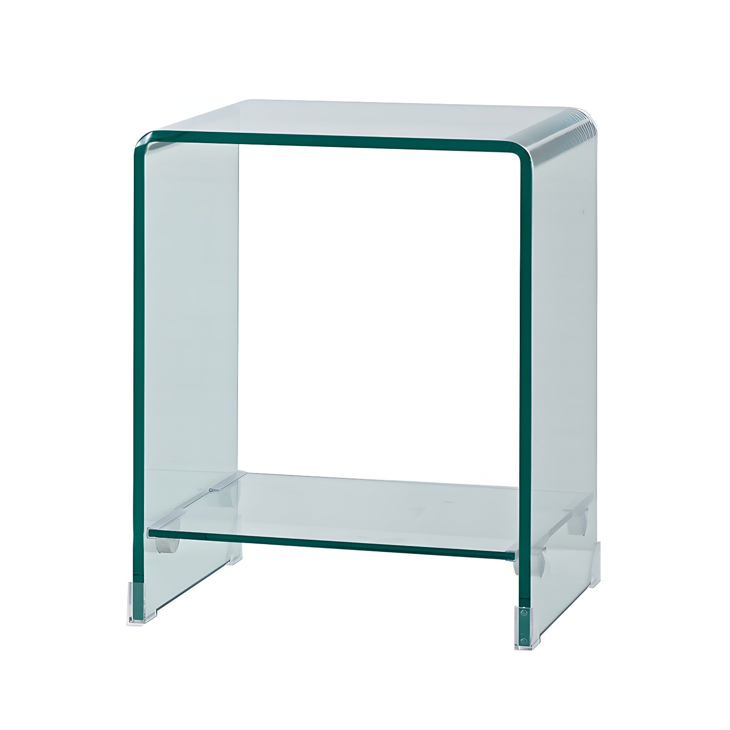 Stylish Clear Glass Nightstand with Open Shelf