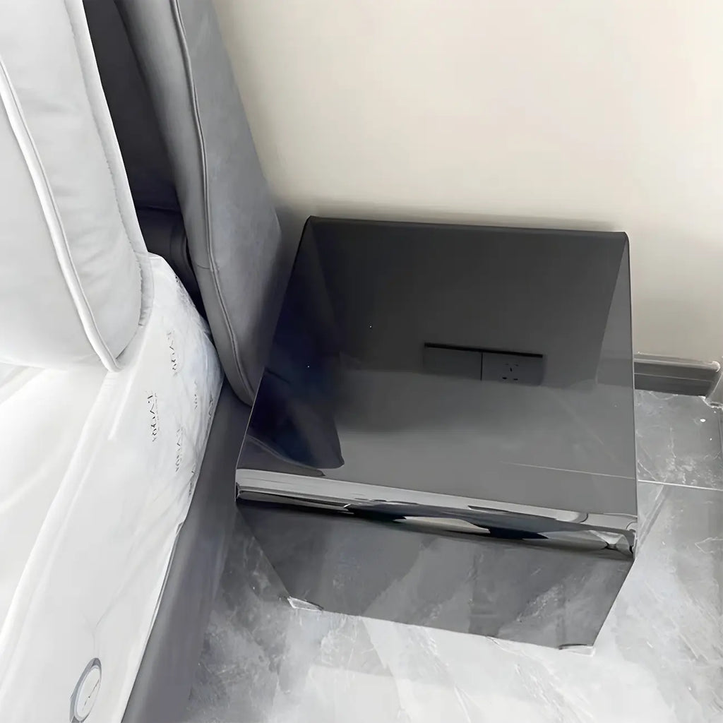 Stylish Clear Glass Nightstand with Open Shelf