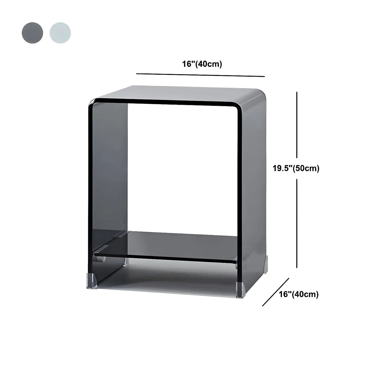 Stylish Clear Glass Nightstand with Open Shelf