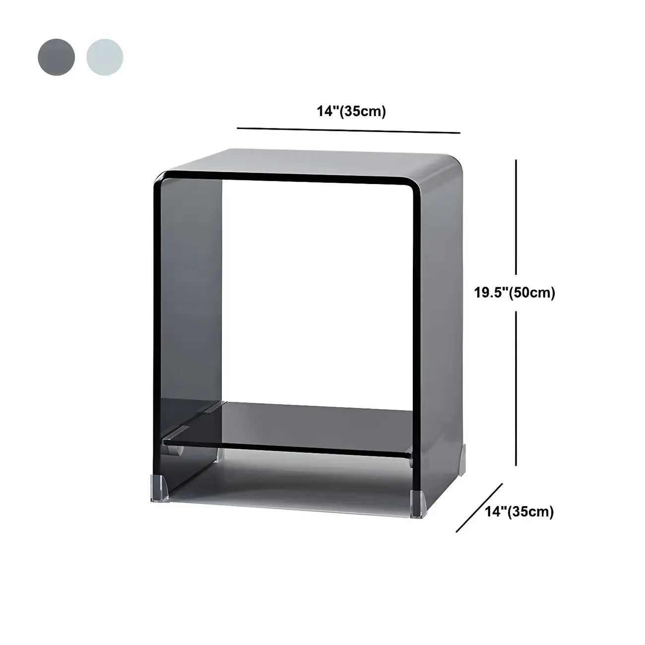 Stylish Clear Glass Nightstand with Open Shelf