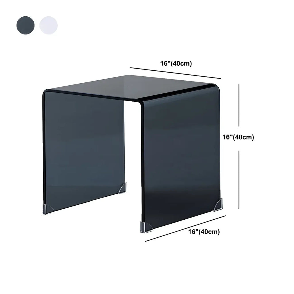 Stylish Clear Glass Nightstand with Open Shelf