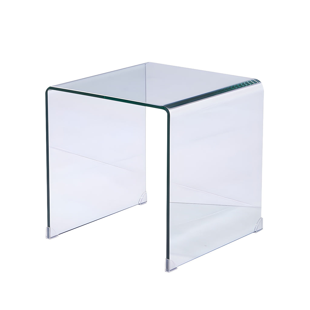 Stylish Clear Glass Nightstand with Open Shelf
