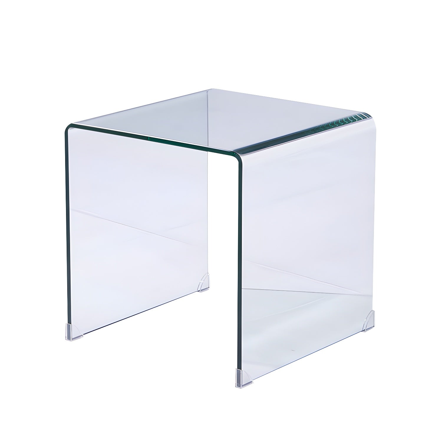 Stylish Clear Glass Nightstand with Open Shelf