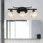 Modern Black Metal Flower Glass Bathroom Vanity Light