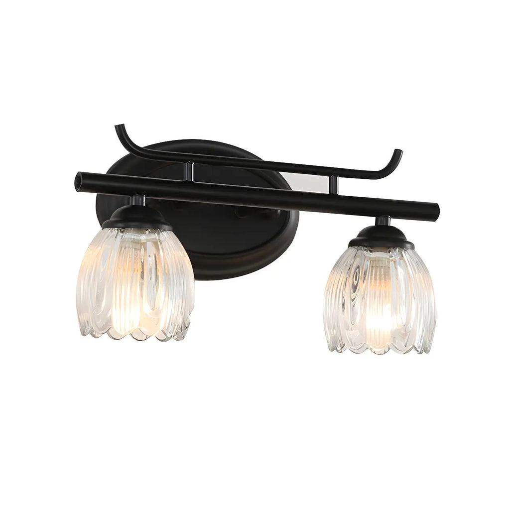 Modern Black Metal Flower Glass Bathroom Vanity Light