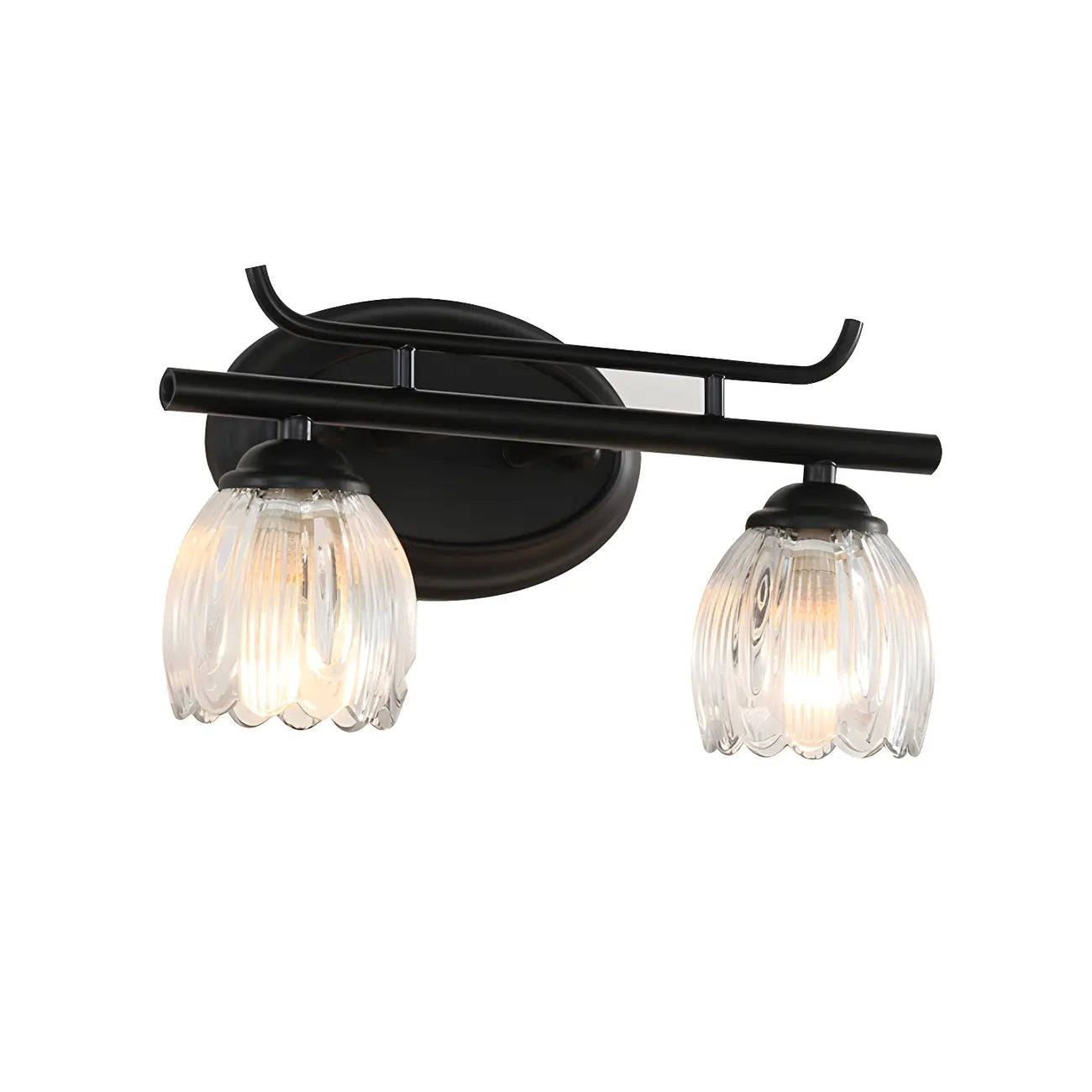 Modern Black Metal Flower Glass Bathroom Vanity Light